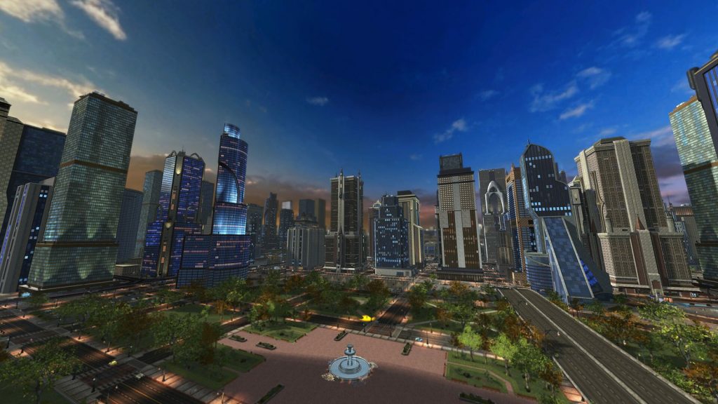 Screenshot from DC Universe Online showing heroes in a DC city