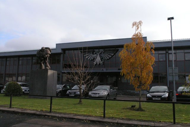 Games Workshop headquarters building in Nottingham, home of the Warhammer licensor