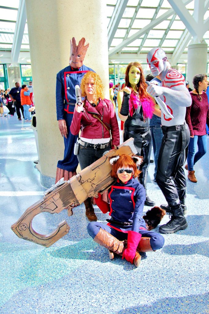 Group of fans cosplaying the Guardians of the Galaxy at Comikaze 2014