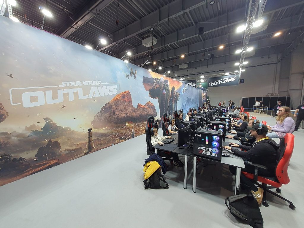 Star Wars Outlaws demo stand at the Poznań Game Arena 2024 fair