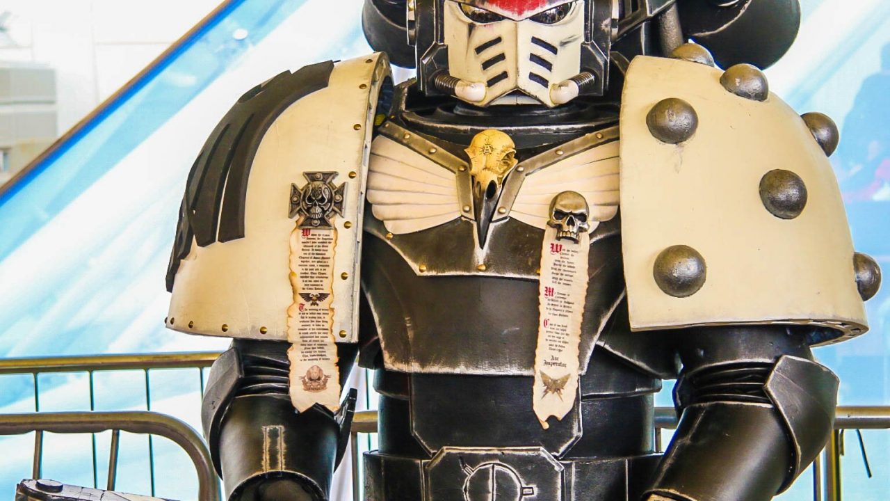 Cosplayer in full Space Marine power armour at MCM London Comic Con 2016
