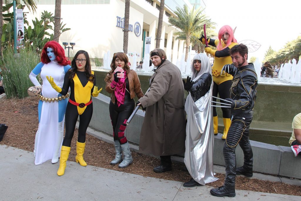 Cosplayers as Mystique, Kitty Pryde, Gambit, Storm, Pixie and Wolverine at WonderCon 2015